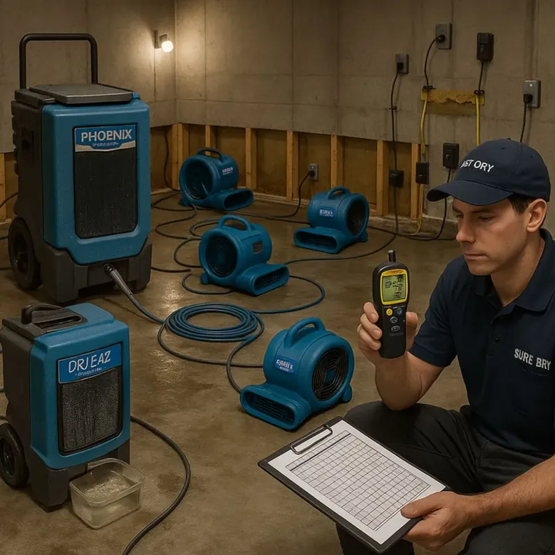 Structural Drying and Dehumidification process in Level Plains, AL